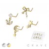 8PCS OF ASSORTED CZ DANGLE 316L SURGICAL STEEL L-SHAPE NOSE STUD BOX 8PCS OF ASSORTED CZ DANGLE 316L SURGICAL STEEL L-SHAPE NOSE STUD BOX